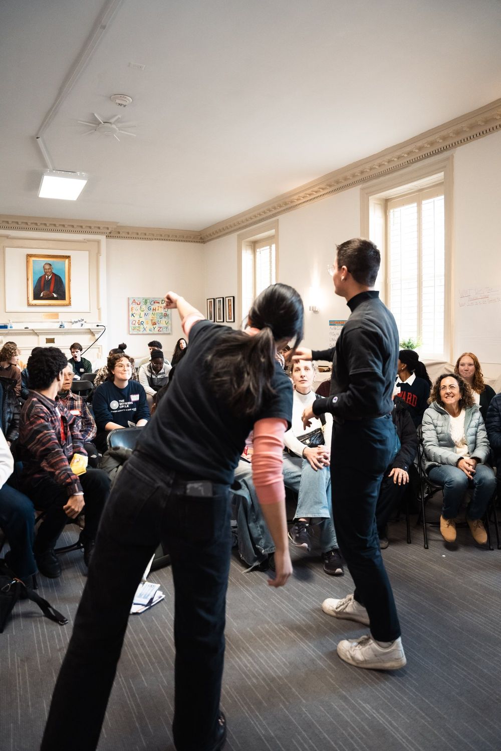 Participants taking part in an interactive movement training